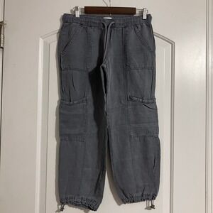 Nicole Miller Linen Lyocell Blend Cargo Jogger Sz S gray Coastal / Minimalist